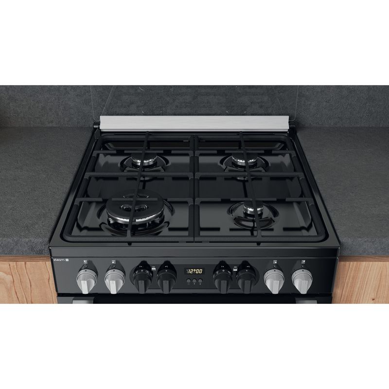 Hotpoint Double Cooker HDM67G8CCB/UK Black A Lifestyle frontal top down