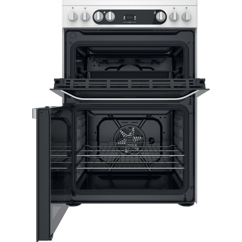 Hotpoint Double Cooker HDM67V9HCW/UK/1 White A Frontal open