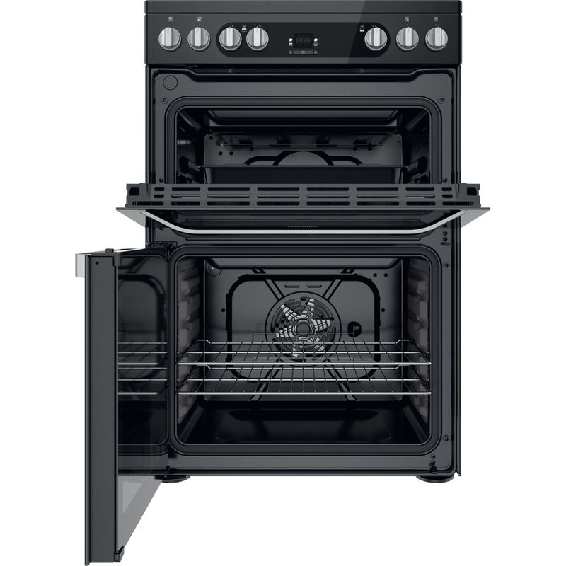 Hotpoint Double Cooker HDM67V9HCB/U Black A Frontal open