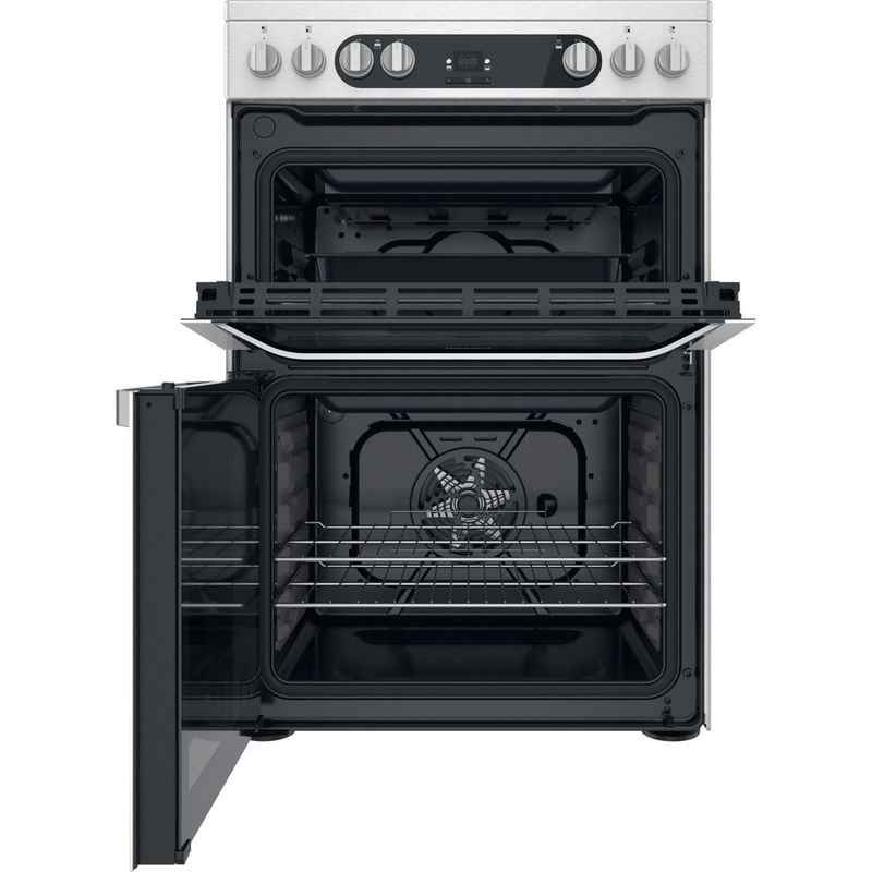 Hotpoint-Double-Cooker-HDM67V9HCX-UK-Inox-A-Frontal-open