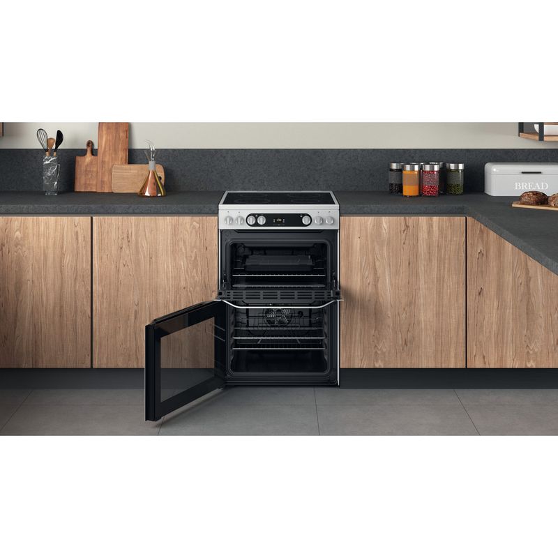 Hotpoint Double Cooker HDM67V9HCX/UK Inox A Lifestyle frontal open