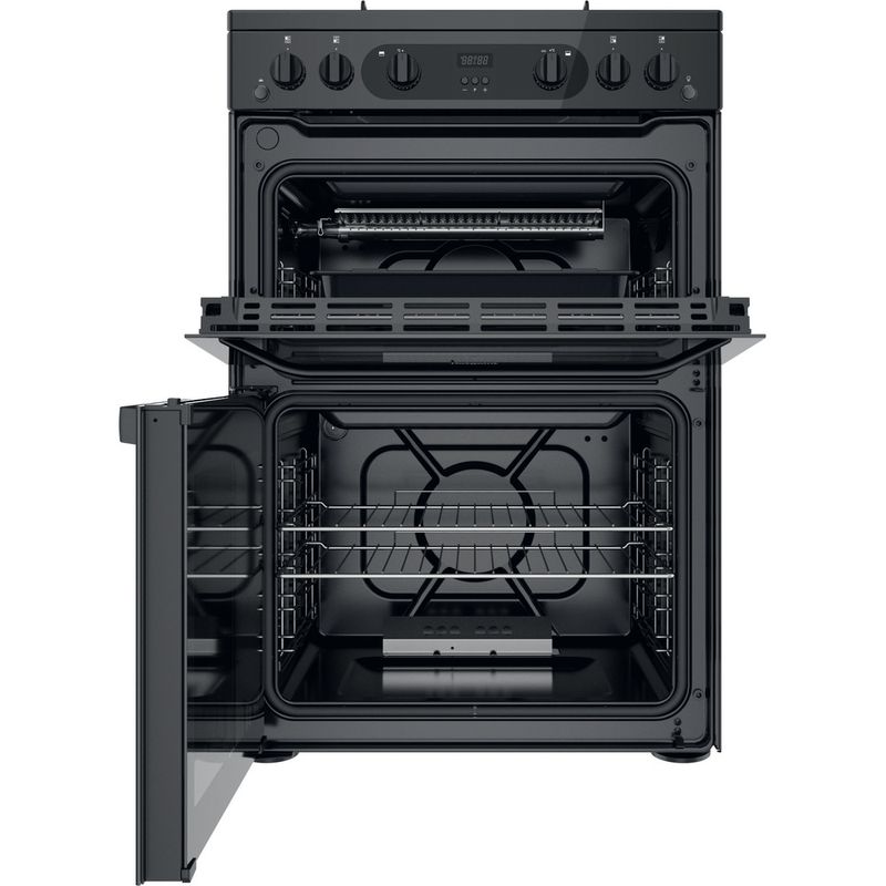 Hotpoint Double Cooker HDM67G0CMB/UK Black A+ Frontal open