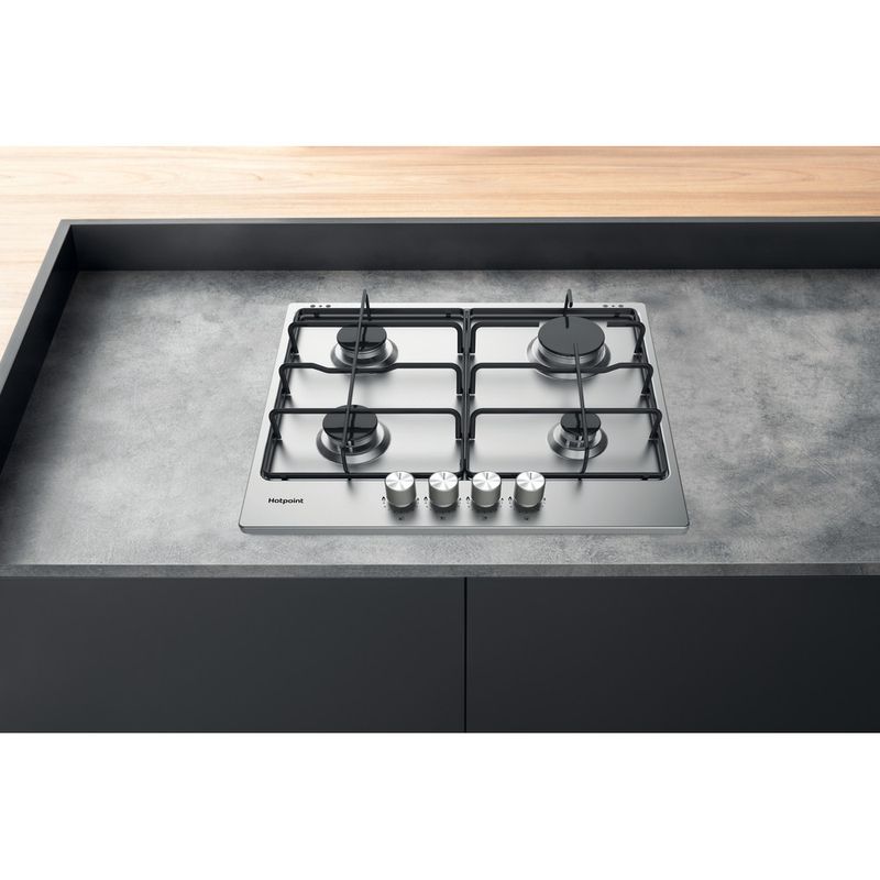 Hotpoint HOB PPH 60P F IX UK Inox GAS Lifestyle frontal top down