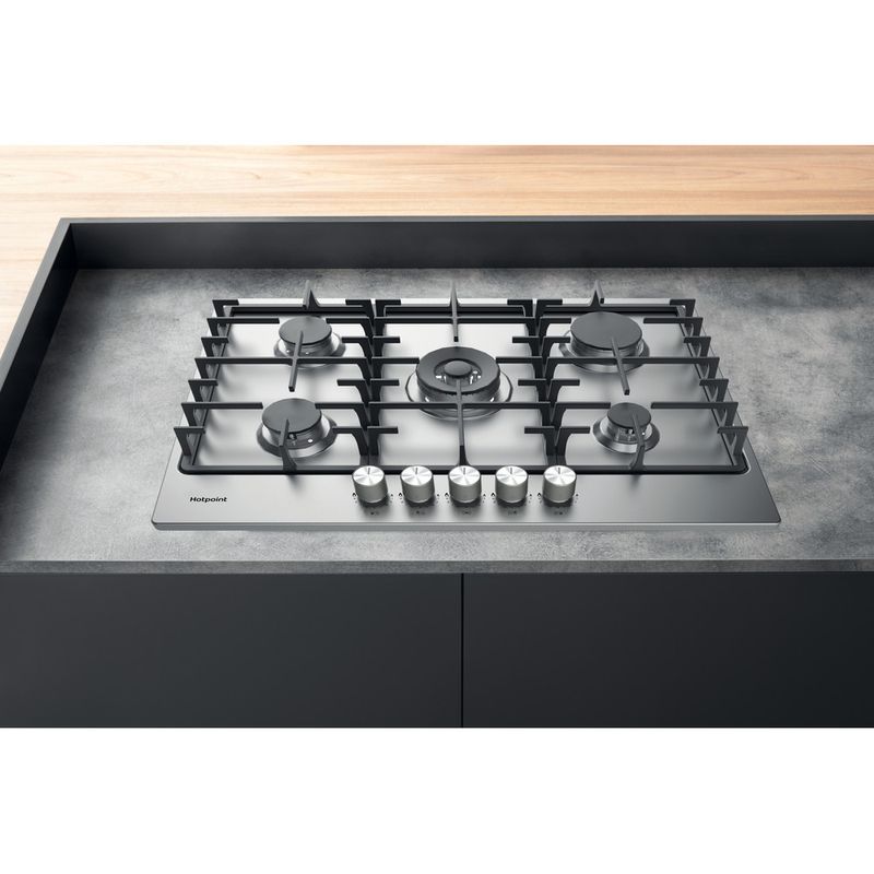 Hotpoint HOB PPH 75G DF IX UK Inox GAS Lifestyle frontal top down