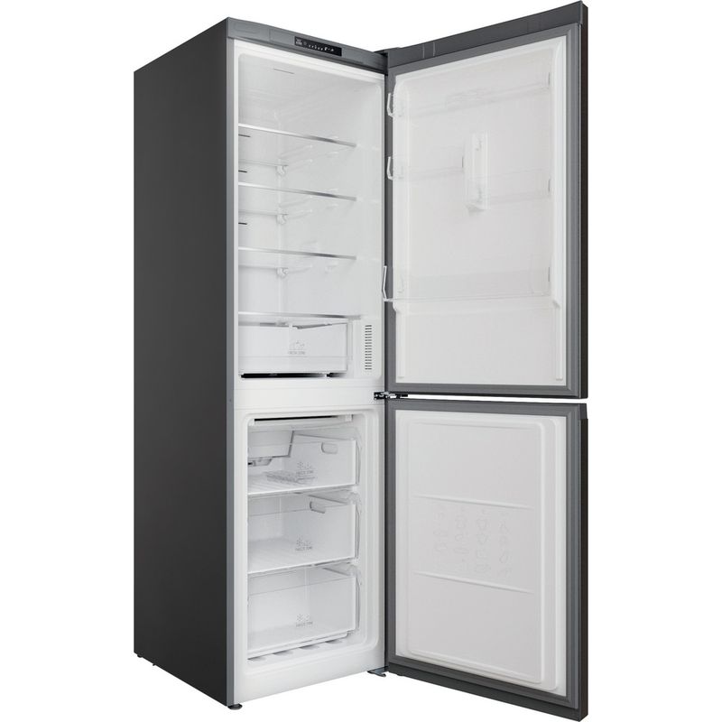 Hotpoint Fridge Freezer Freestanding H3X 81I SX Saturn Steel 2 doors Perspective open