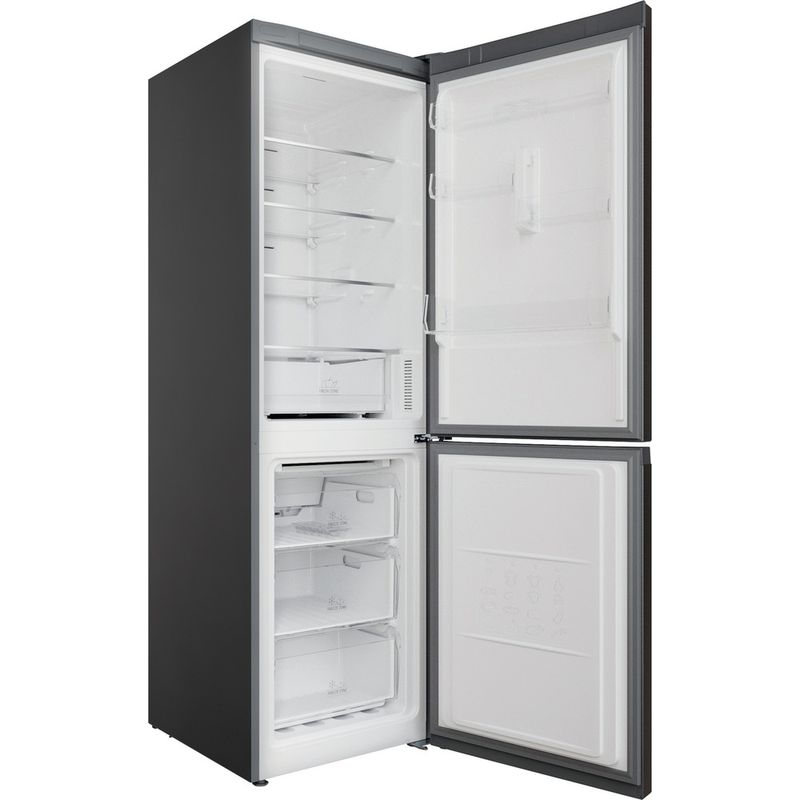 Hotpoint Fridge Freezer Freestanding H5X 82O SX Saturn Steel 2 doors Perspective open