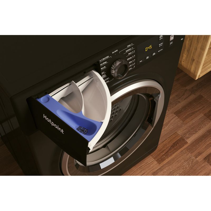 Hotpoint-Washing-machine-Freestanding-NM11-946-BC-A-UK-N-Black-Front-loader-A-Drawer