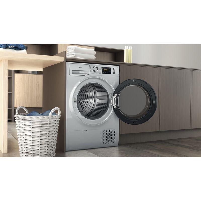 Hotpoint Dryer NT M11 9X2SXB UK Silver Lifestyle perspective open