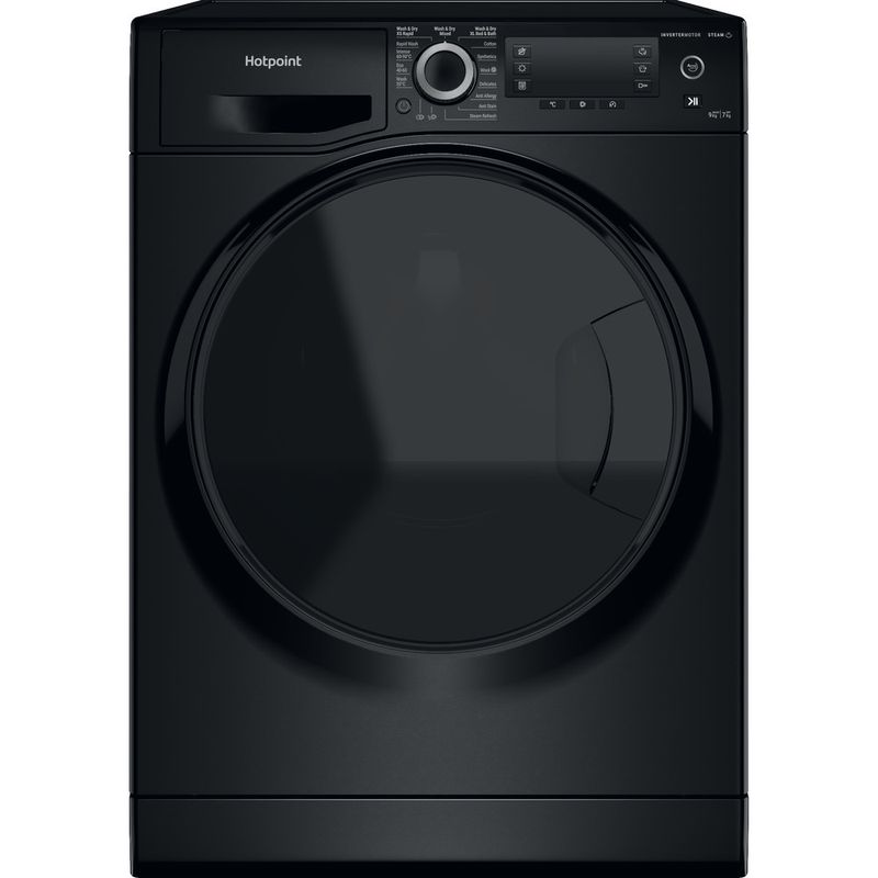 Hotpoint-Washer-dryer-Freestanding-NDD-9725-BDA-UK-Black-Front-loader-Frontal