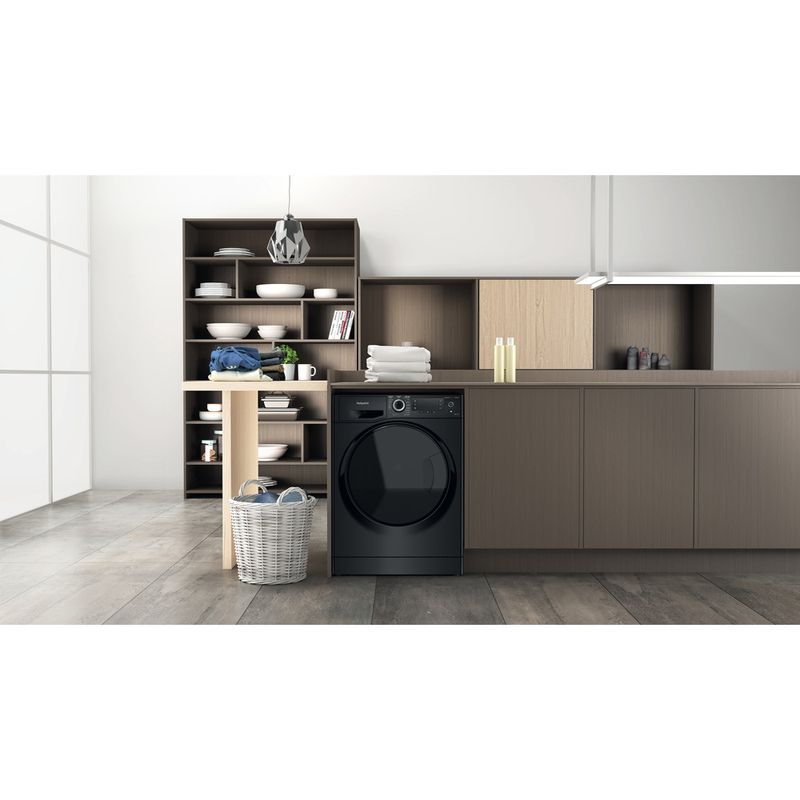 Hotpoint-Washer-dryer-Freestanding-NDD-9725-BDA-UK-Black-Front-loader-Lifestyle-frontal