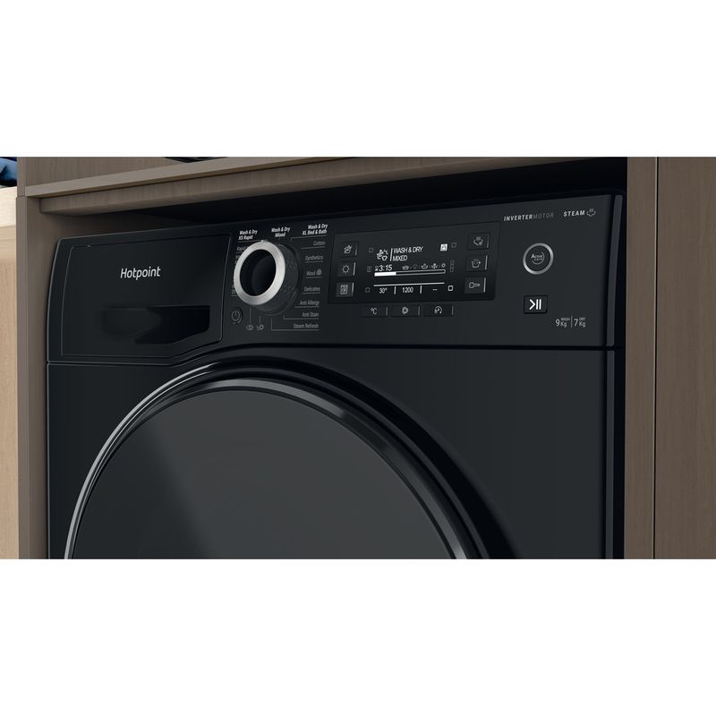 Hotpoint Washer dryer Freestanding NDD 9725 BDA UK Black Front loader Lifestyle control panel