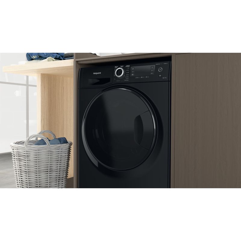 Hotpoint Washer dryer Freestanding NDD 9725 BDA UK Black Front loader Lifestyle detail