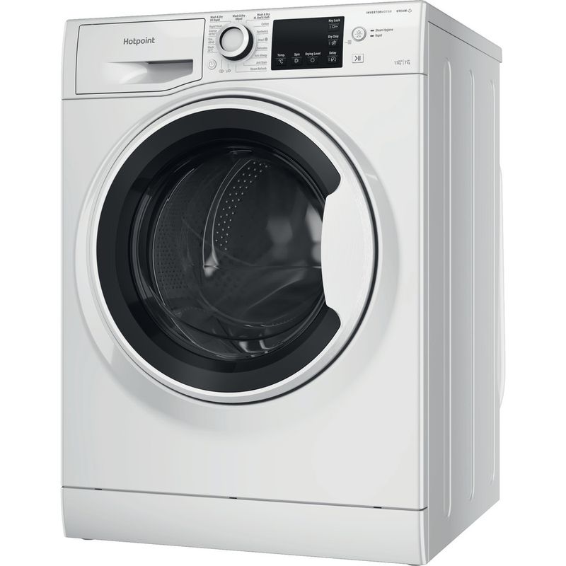 Hotpoint-Washer-dryer-Freestanding-NDB-11724-W-UK-White-Front-loader-Perspective