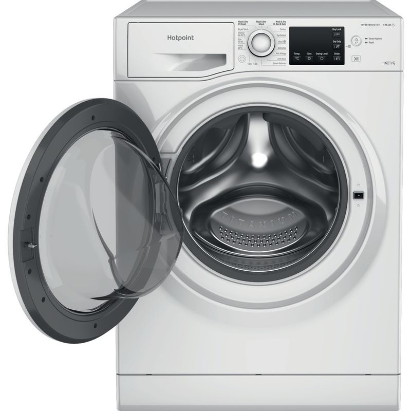 Hotpoint-Washer-dryer-Freestanding-NDB-11724-W-UK-White-Front-loader-Frontal-open