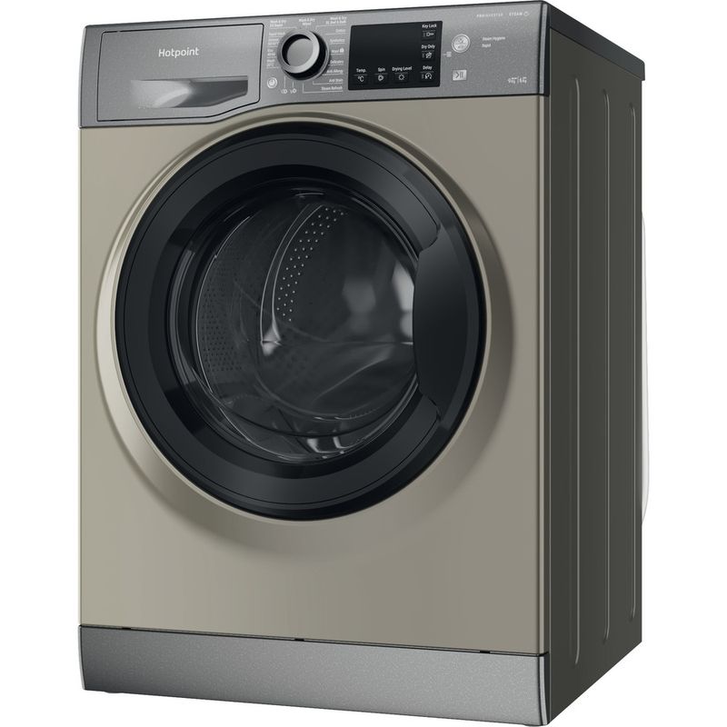 Hotpoint Washer dryer Freestanding NDB 9635 GK UK Graphite Front loader Perspective