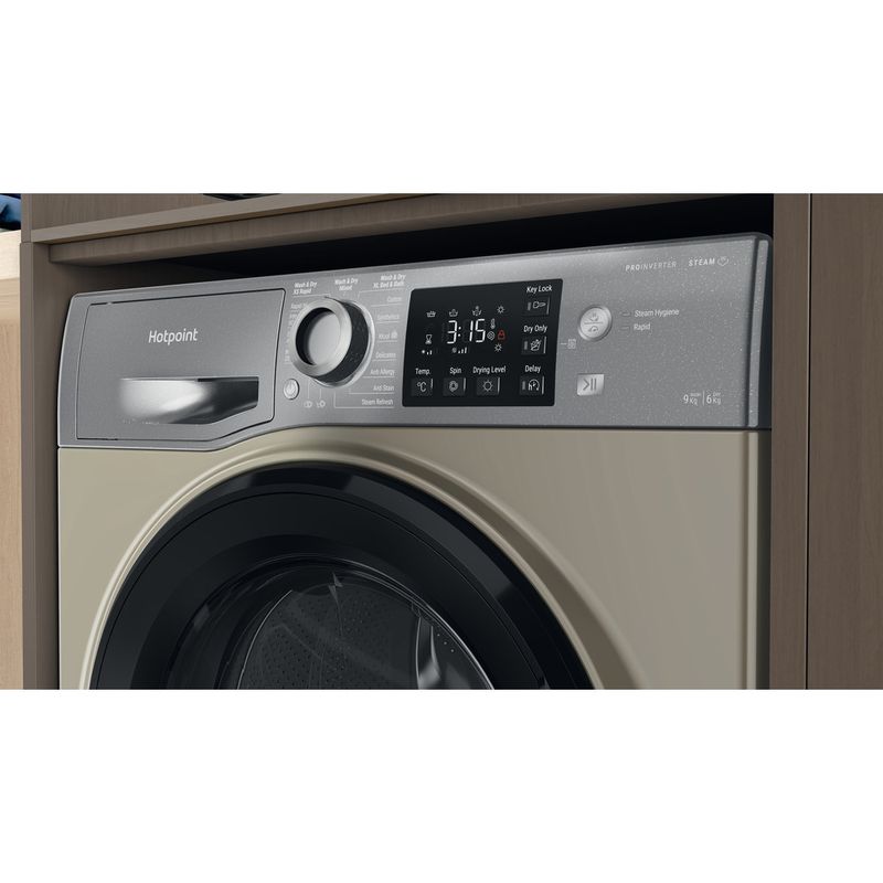 Hotpoint Washer dryer Freestanding NDB 9635 GK UK Graphite Front loader Lifestyle control panel