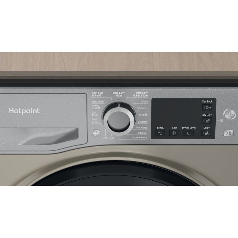 Hotpoint Washer dryer Freestanding NDB 9635 GK UK Graphite Front loader Control panel