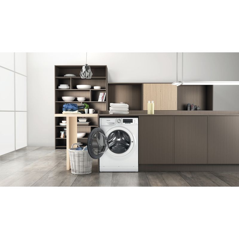 Hotpoint Washer dryer Freestanding NDD 9636 DA UK White Front loader Lifestyle frontal open