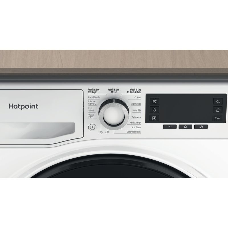 Hotpoint Washer dryer Freestanding NDD 9636 DA UK White Front loader Control panel