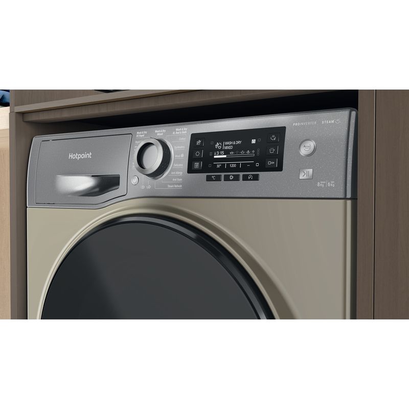 Hotpoint Washer dryer Freestanding NDD 8636 GDA UK Graphite Front loader Lifestyle control panel