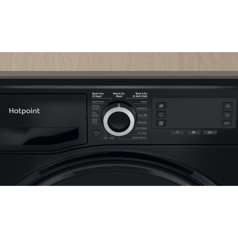 Hotpoint Washer dryer Freestanding NDD 8636 BDA UK Black Front loader Control panel