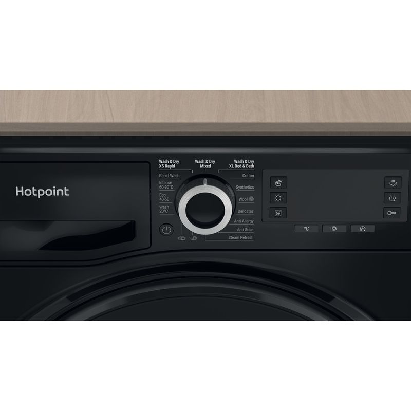 Hotpoint-Washer-dryer-Freestanding-NDD-8636-BDA-UK-Black-Front-loader-Control-panel