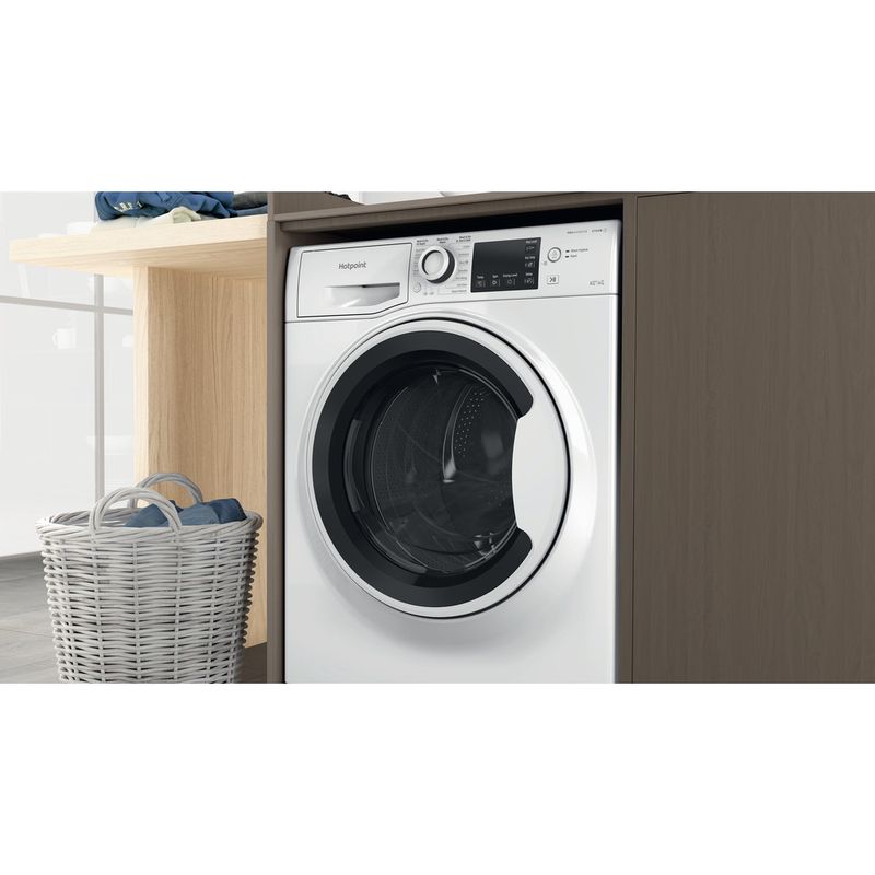 Hotpoint Washer dryer Freestanding NDB 8635 W UK White Front loader Lifestyle detail