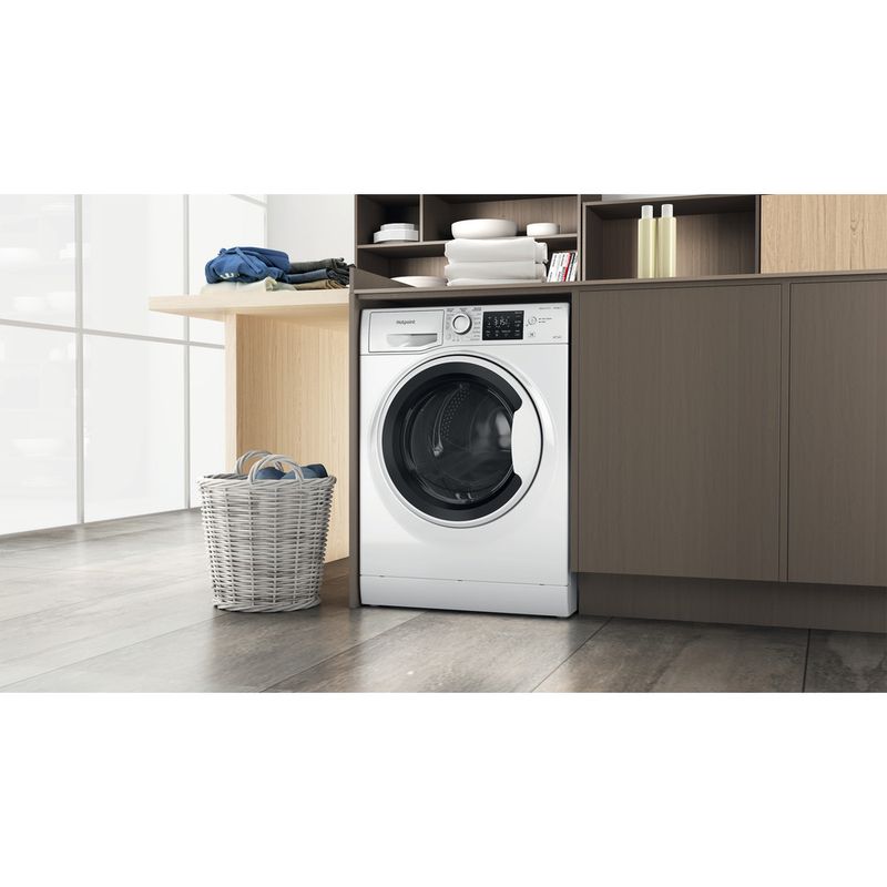 Hotpoint Washer dryer Freestanding NDBE 9635 W UK White Front loader Lifestyle perspective