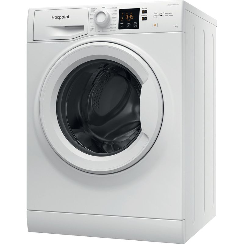 Hotpoint Washing machine Freestanding NSWF 945C W UK N White Front loader B Perspective