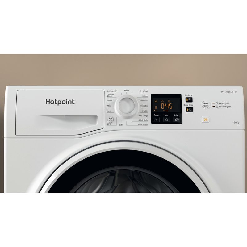 Hotpoint Washing machine Freestanding NSWA 1045C WW UK N White Front loader B Lifestyle control panel