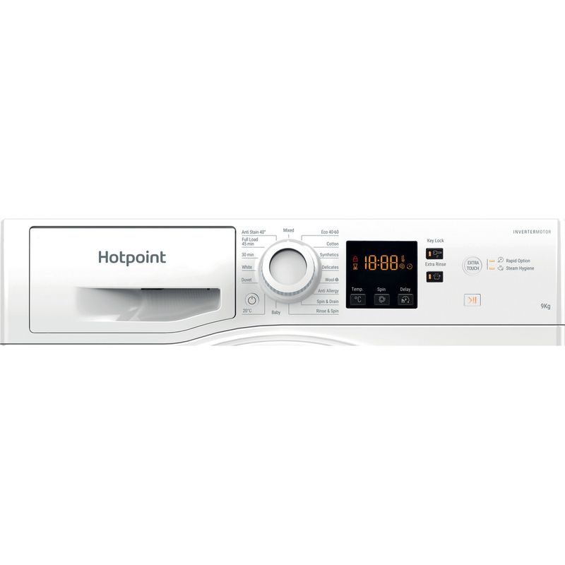 Hotpoint Washing machine Freestanding NSWF 945C W UK N White Front loader B Control panel