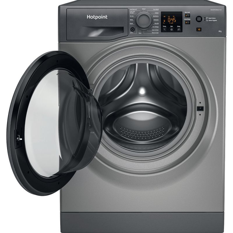 Hotpoint Washing machine Freestanding NSWM 864C GG UK N Graphite Front loader C Frontal open