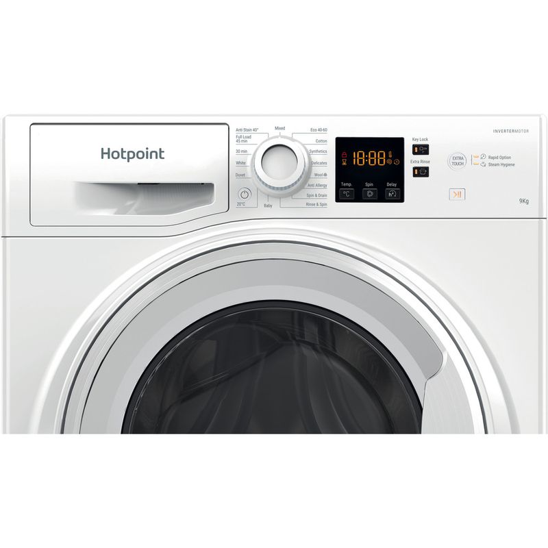 Hotpoint Washing machine Freestanding NSWM 945C W UK N White Front loader B Control panel