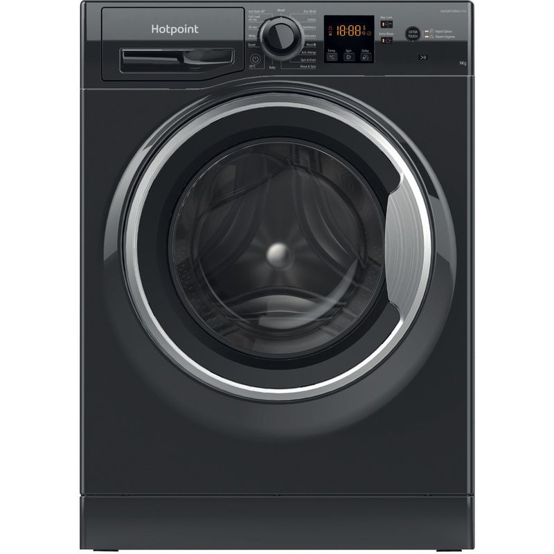 Hotpoint Washing machine Freestanding NSWF 945C BS UK N Black Front loader B Frontal