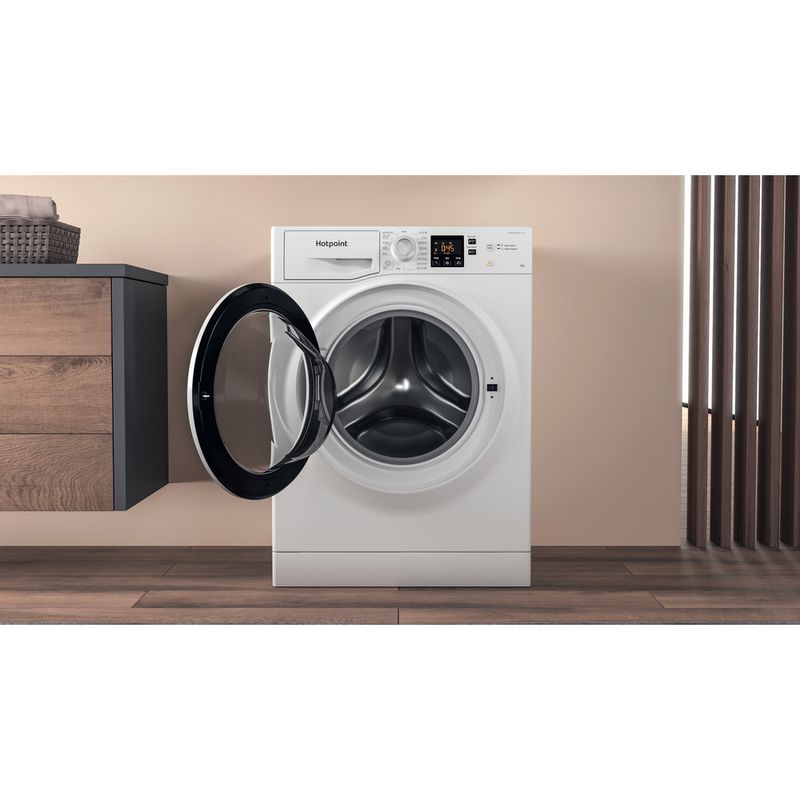 Hotpoint Washing machine Freestanding NSWR 845C WK UK N White Front loader B Lifestyle frontal open