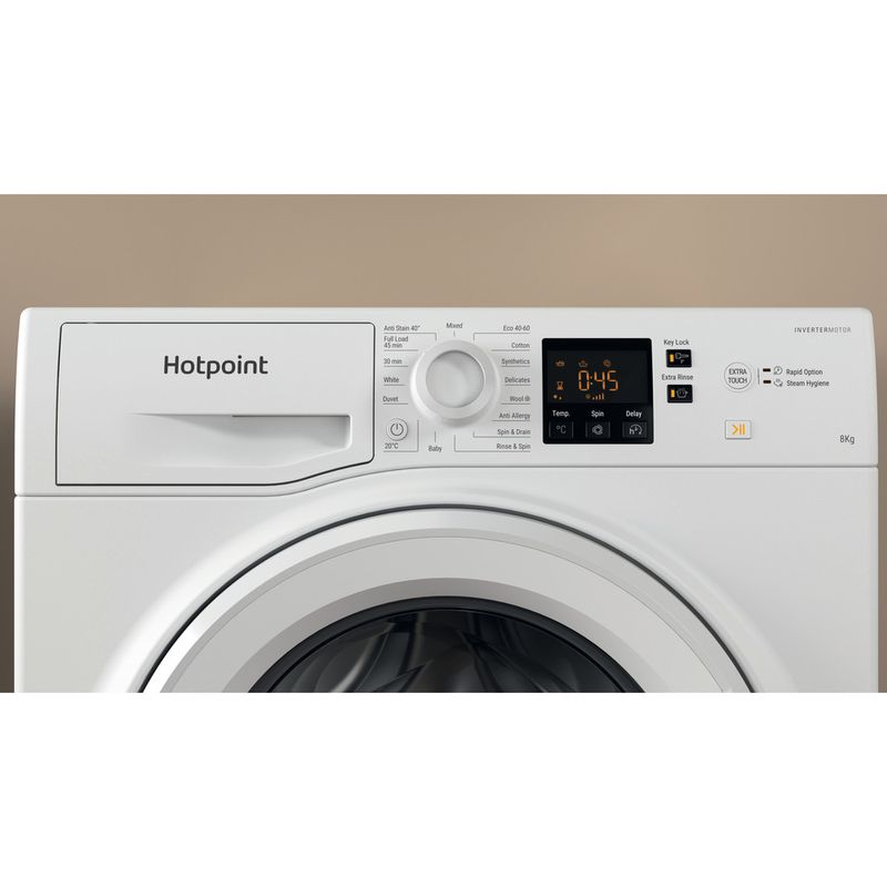 Hotpoint Washing machine Freestanding NSWR 845C WK UK N White Front loader B Lifestyle control panel