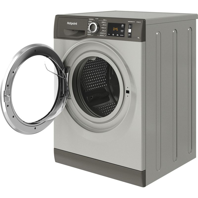 Hotpoint-Washing-machine-Freestanding-NM11-965-GC-A-UK-N-Graphite-Front-loader-B-Perspective-open