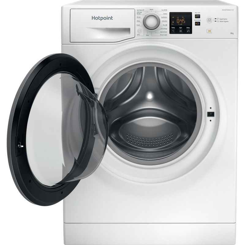 Hotpoint Washing machine Freestanding NSWE 845C WS UK N White Front loader B Frontal open