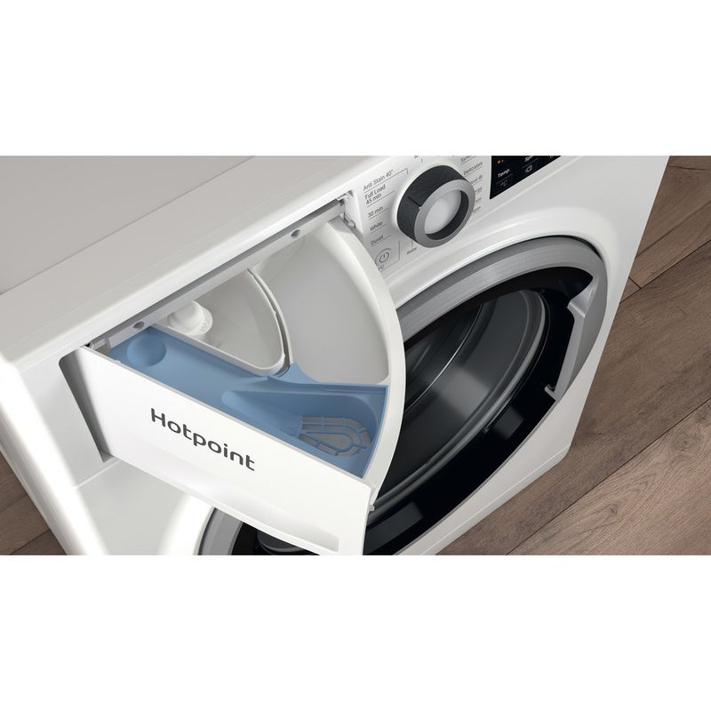 Hotpoint Washing machine Freestanding NSWE 845C WS UK N White Front loader B Drawer