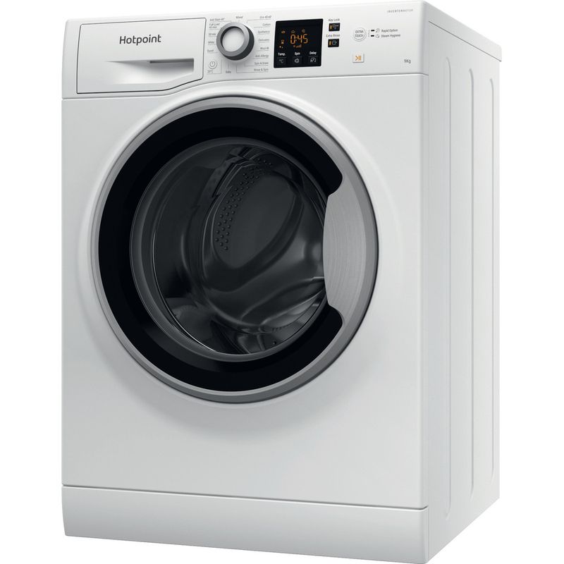 Hotpoint Washing machine Freestanding NSWE 965C WS UK N White Front loader B Perspective