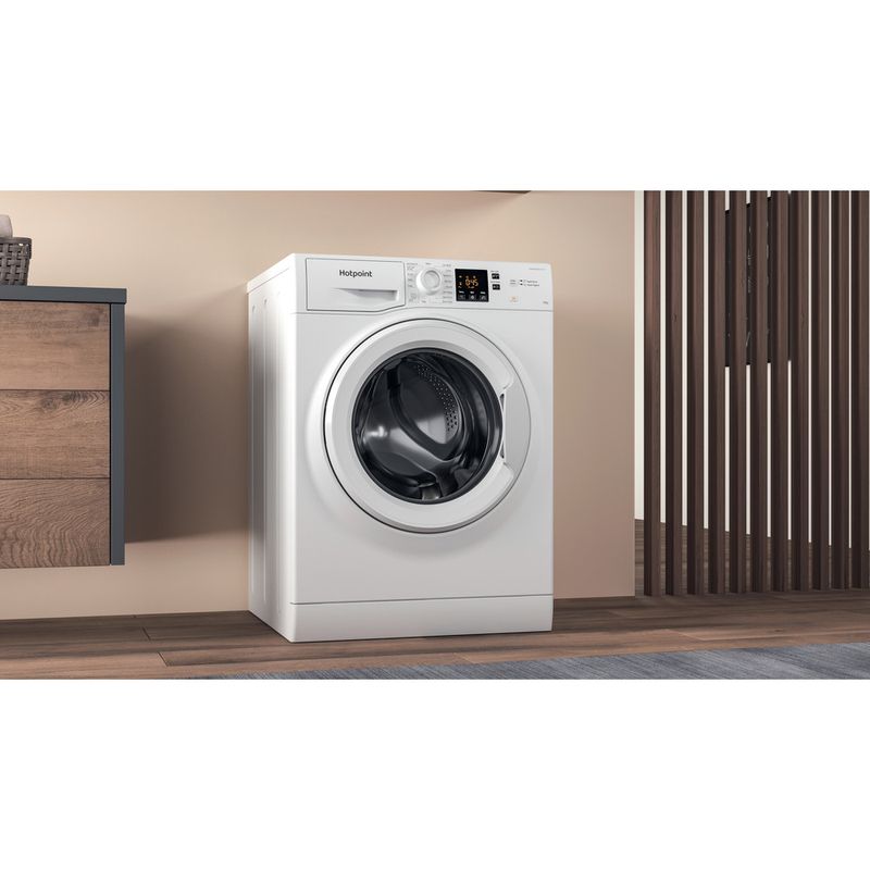 Hotpoint Washing machine Freestanding NSWM 1045C W UK N White Front loader B Lifestyle perspective