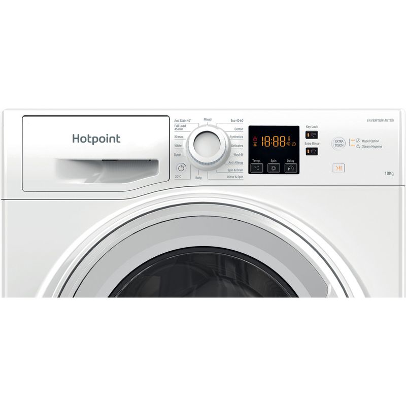 Hotpoint Washing machine Freestanding NSWM 1045C W UK N White Front loader B Control panel