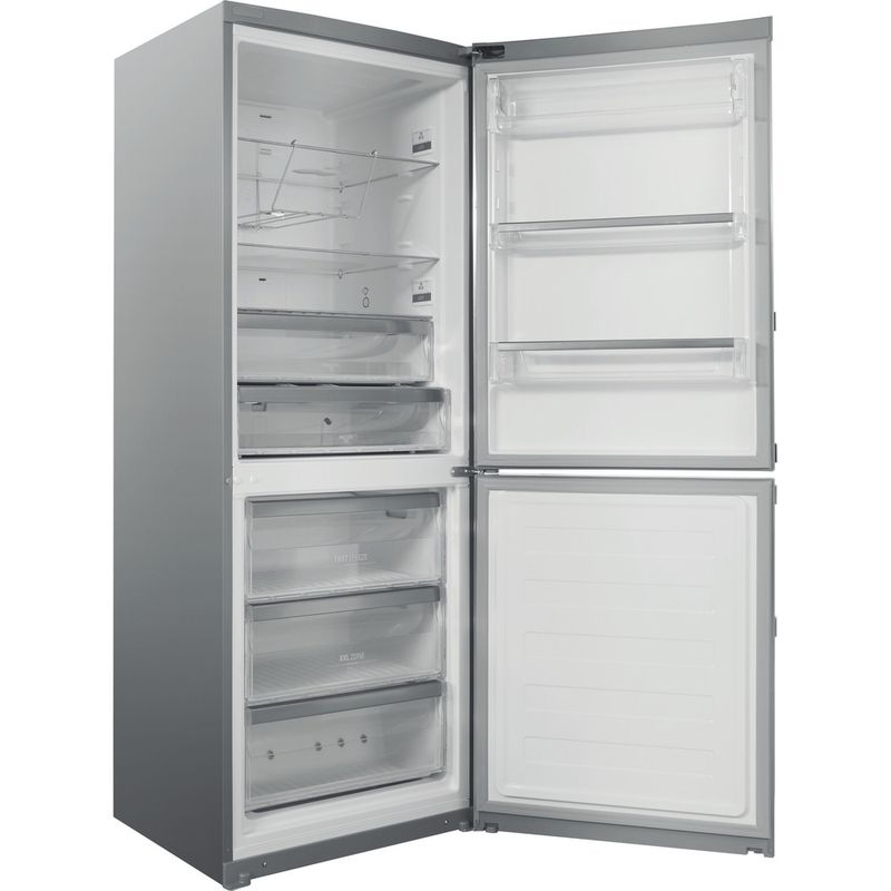 Hotpoint-Fridge-Freezer-Freestanding-NFFUD-191-X-Optic-Inox-2-doors-Perspective-open