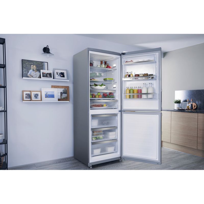 Hotpoint-Fridge-Freezer-Freestanding-NFFUD-191-X-Optic-Inox-2-doors-Lifestyle-perspective-open
