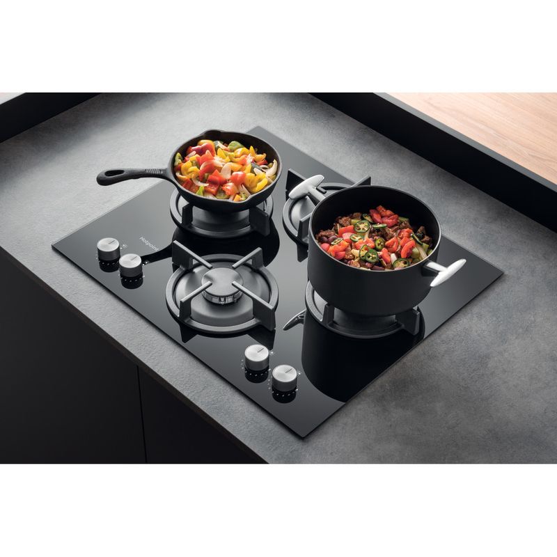 Hotpoint HOB HGS 62S/BK Black GAS Lifestyle detail