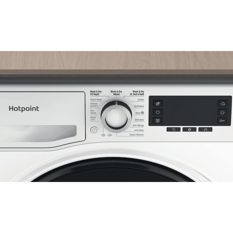 Hotpoint Washer dryer Freestanding NDD 8636 DA UK White Front loader Control panel
