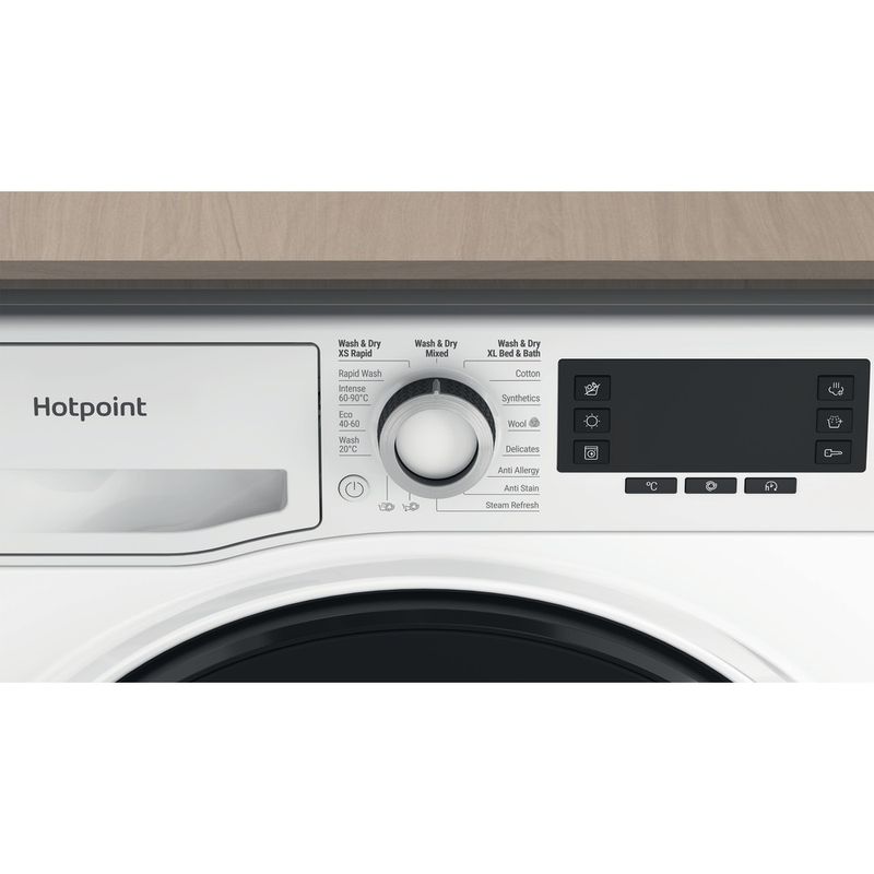 Hotpoint-Washer-dryer-Freestanding-NDD-11726-DA-UK-White-Front-loader-Control-panel