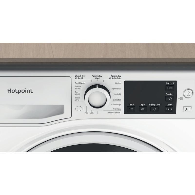 Hotpoint-Washer-dryer-Freestanding-NDB-8635-W-UK-White-Front-loader-Control-panel