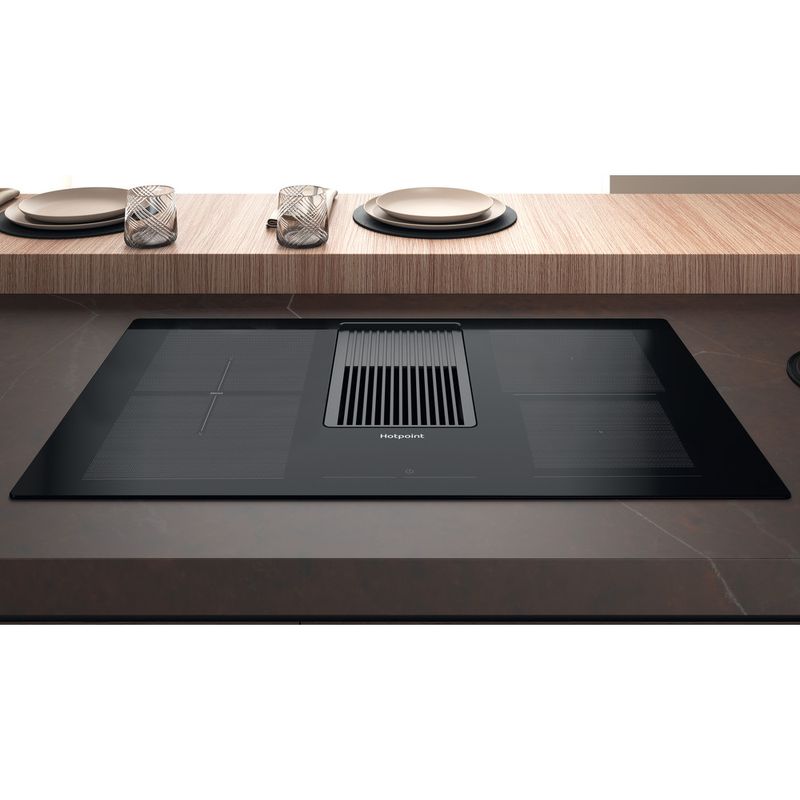 Hotpoint Venting cooktop PVH 92 B K/F KIT Black Lifestyle frontal top down