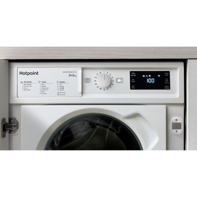 Hotpoint Washer dryer Built-in BI WDHG 861485 UK White Front loader Lifestyle control panel